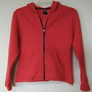 Red Hooded Zip-Front Women's Jacket